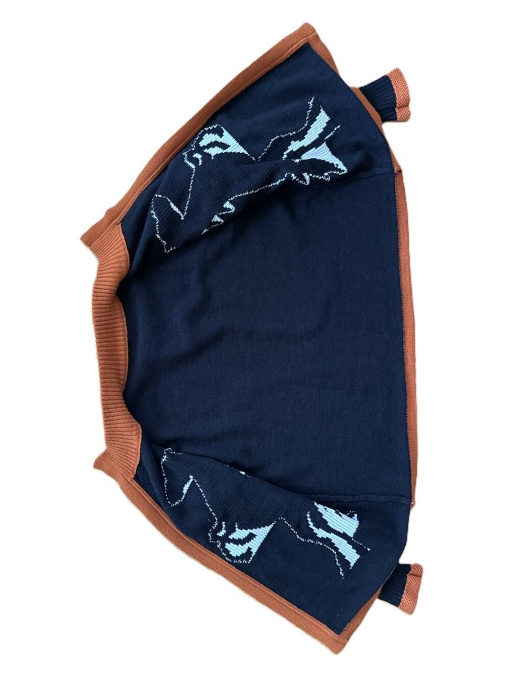 Horse Design Cardigan Sweater Black, White, Burnt Orange Women's Size Medium - Picture 11 of 14